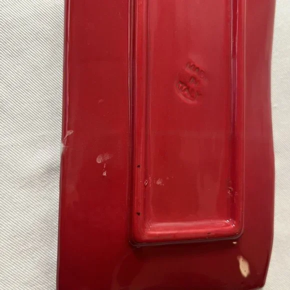 Candy Dish Made in Italy Rectangle Christmas Tree Pattern Red Bright Stars READ - Picture 5 of 10